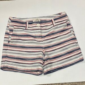 LOFT Red and Blue Bermuda Shorts Classic Striped Design